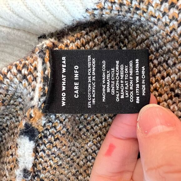 Who What Wear White Brown Cheetah Print Knit Cardigan Sweater Size XL - Picture 8 of 9